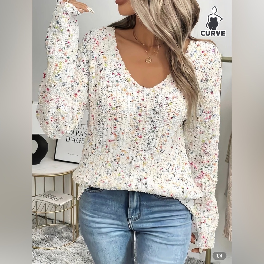Colorful Speckled Knit Sweater